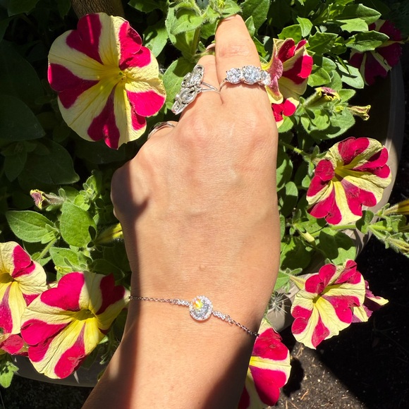 Moissanite Bracelet 1 CT Center Stone 925 Sterling Silver Platinum Plated Chain - Picture 11 of 14